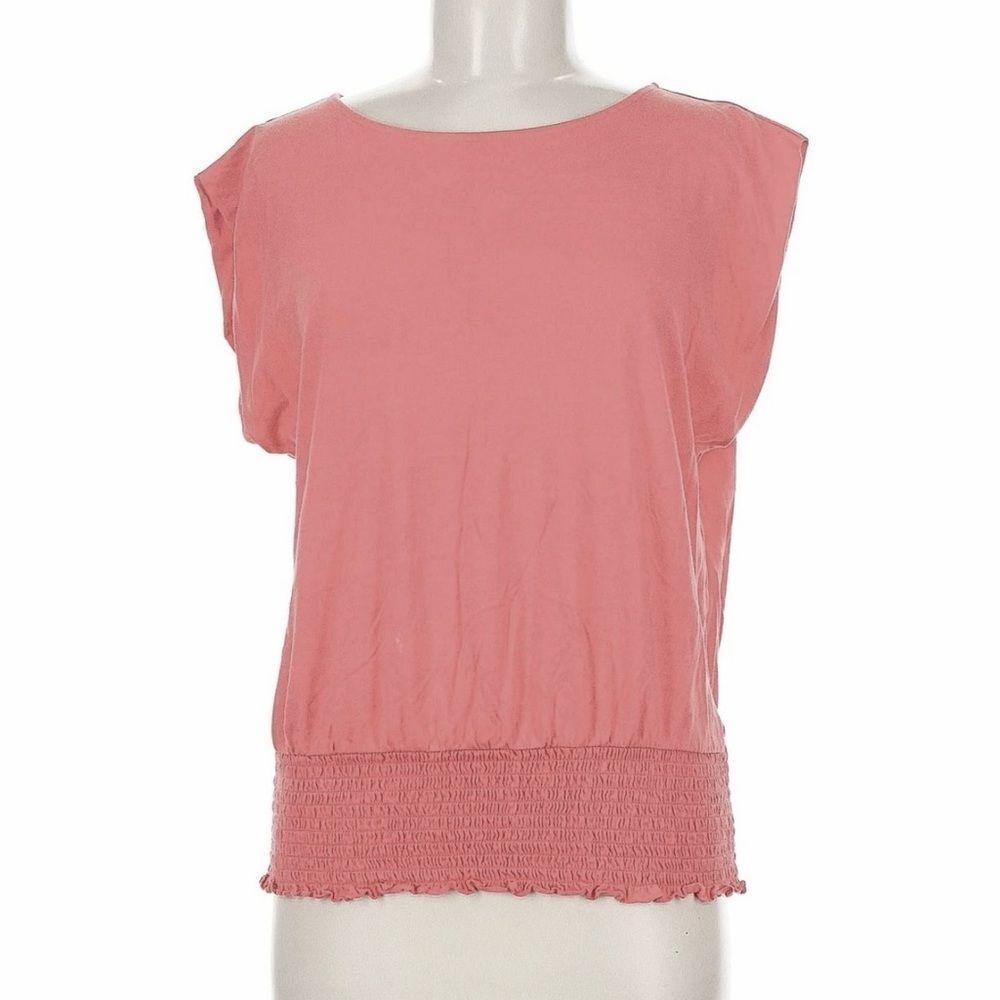 A New Day smocked waist top, size large, orange